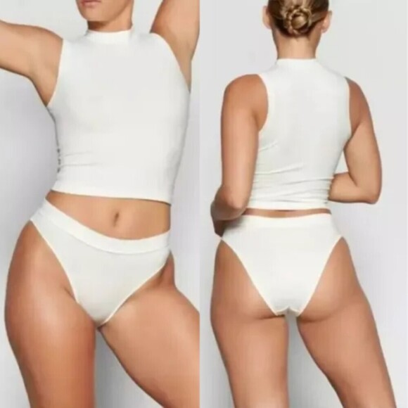 Skims Cheeky Tanga Panty in Marble XL NWT Cotton Jersey Panties - Picture 1 of 11